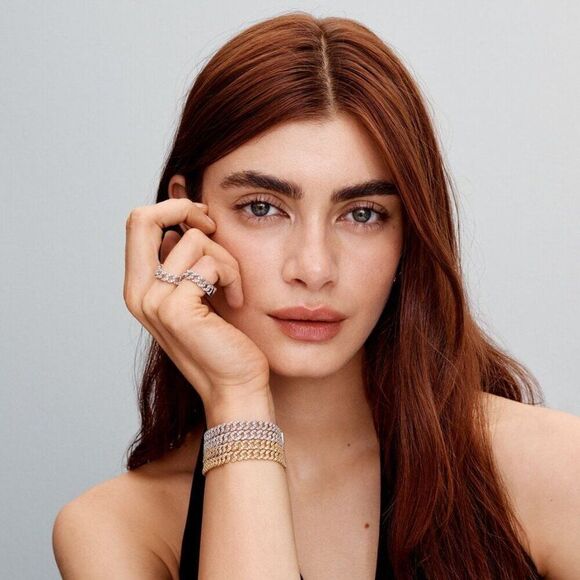 Pandora Pave Cuban Chain Ring Size 7.5 - Picture 2 of 7